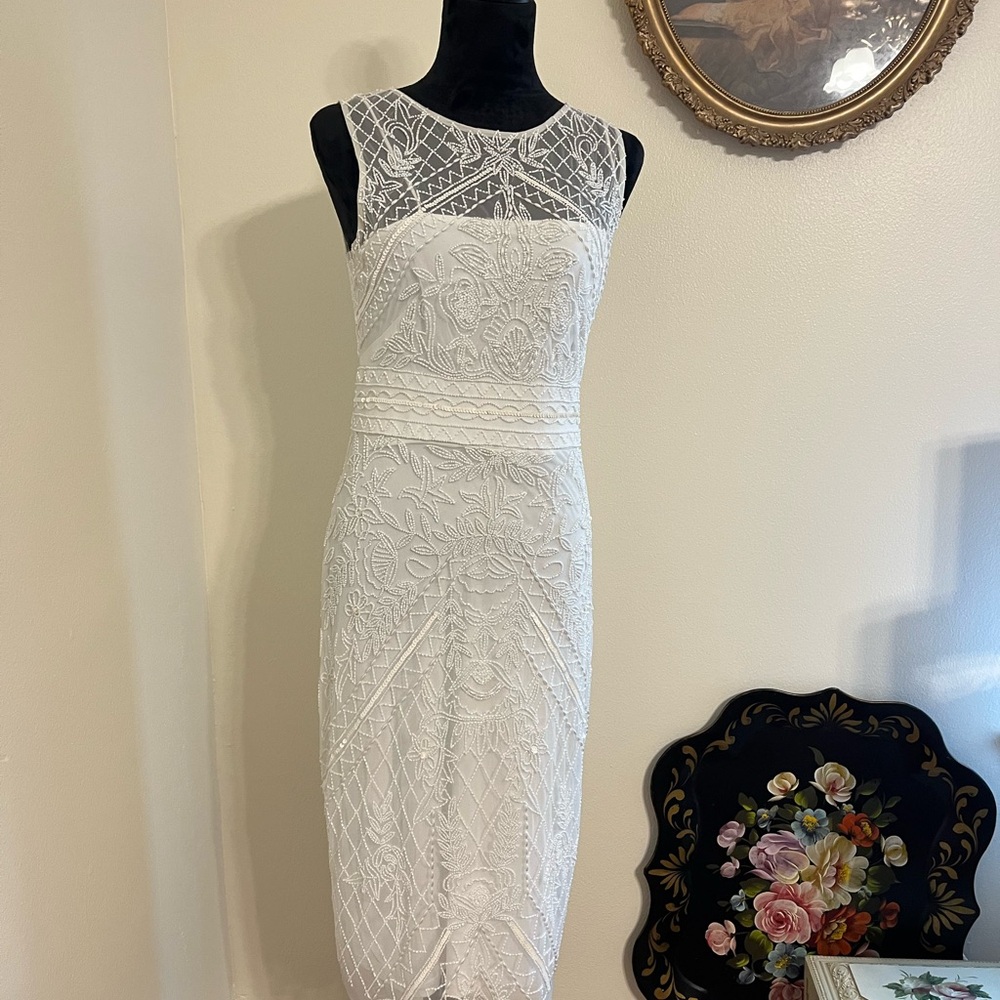 Adrianna Papell Ivory Lace Midi Dress